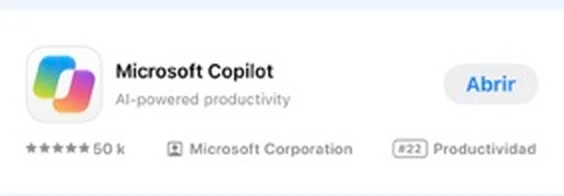 App Microsoft Copilot en la App Store, del desarrollador Microsoft Corporation