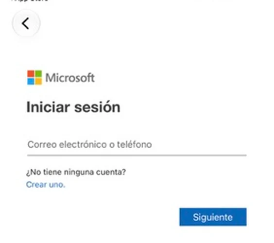 Pantalla Iniciar sesión de Microsoft con el campo de correo