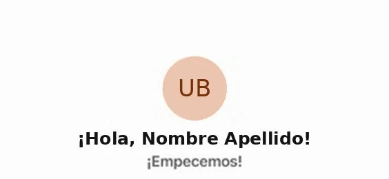 Saludo ¡Hola, Nombre Apellido! al iniciar sesión